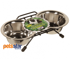 Catit Stainless Steel Double Cat Diner - 2 x 250 ml (8.4 oz) dishes